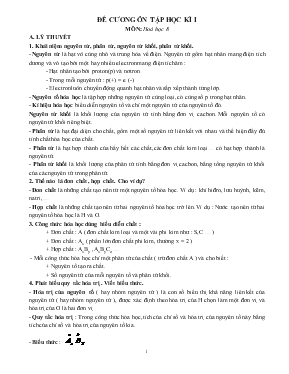 Đề cương ôn tập học kì 1 môn Hoa hoc lớp 8